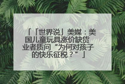 「世界说」美媒：美国儿童玩具涨价缺货 业者质问“为何对孩子的快乐征税？”