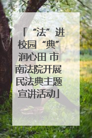 “法”进校园“典”润心田 市南法院开展民法典主题宣讲活动