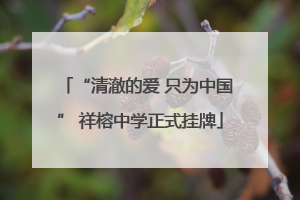 “清澈的爱 只为中国” 祥榕中学正式挂牌