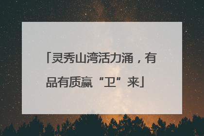 灵秀山湾活力涌，有品有质赢“卫”来