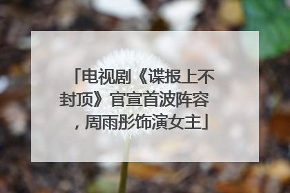 电视剧《谍报上不封顶》官宣首波阵容，周雨彤饰演女主