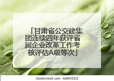 甘肃省公交建集团连续四年获评省属企业改革工作考核评估A级等次