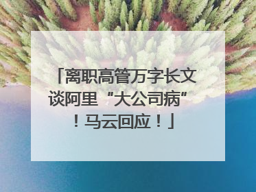 离职高管万字长文谈阿里“大公司病”！马云回应！