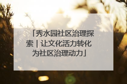 秀水园社区治理探索｜让文化活力转化为社区治理动力