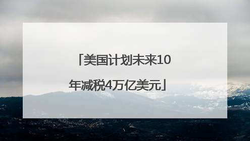 美国计划未来10年减税4万亿美元