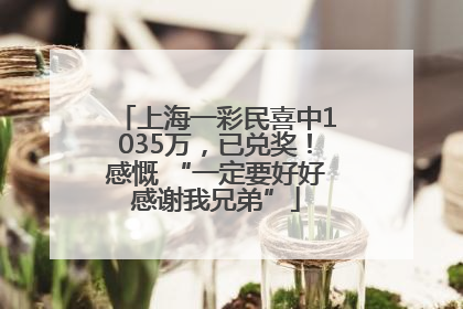 上海一彩民喜中1035万，已兑奖！感慨 “一定要好好感谢我兄弟”