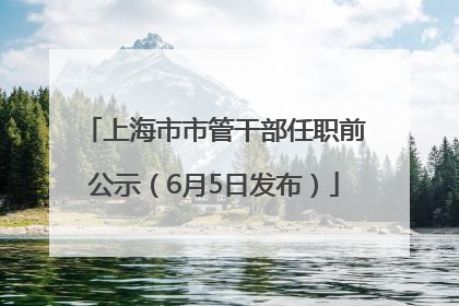 上海市市管干部任职前公示（6月5日发布）