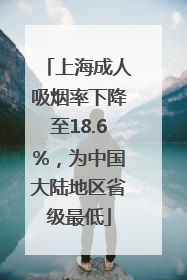 上海成人吸烟率下降至18.6%，为中国大陆地区省级最低