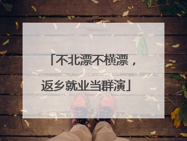 不北漂不横漂，返乡就业当群演