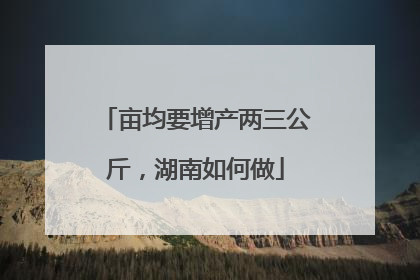 亩均要增产两三公斤，湖南如何做