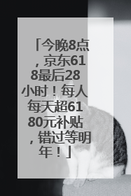 今晚8点，京东618最后28小时！每人每天超6180元补贴，错过等明年！