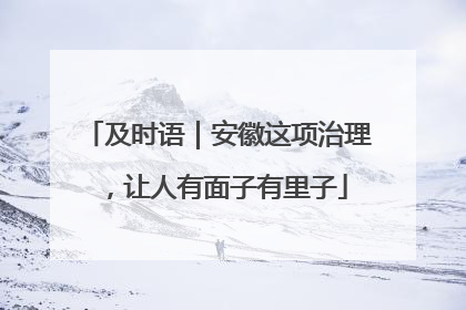 及时语｜安徽这项治理，让人有面子有里子