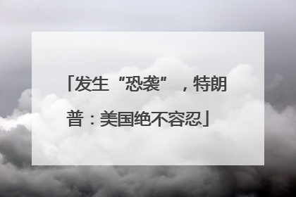 发生“恐袭”，特朗普：美国绝不容忍
