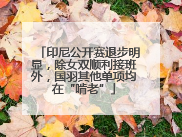 印尼公开赛退步明显，除女双顺利接班外，国羽其他单项均在“啃老”