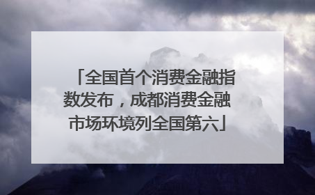 全国首个消费金融指数发布，成都消费金融市场环境列全国第六