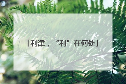 利津，“利”在何处