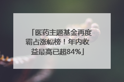医药主题基金再度霸占涨幅榜！年内收益最高已超84%