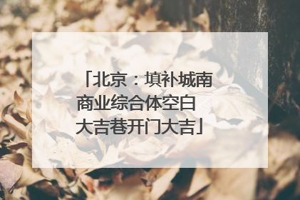 北京：填补城南商业综合体空白 大吉巷开门大吉