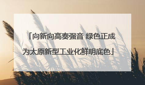 向新向高奏强音 绿色正成为太原新型工业化鲜明底色