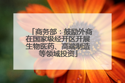 商务部：鼓励外商在国家级经开区开展生物医药、高端制造等领域投资