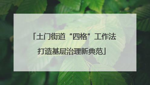 土门街道“四格”工作法 打造基层治理新典范
