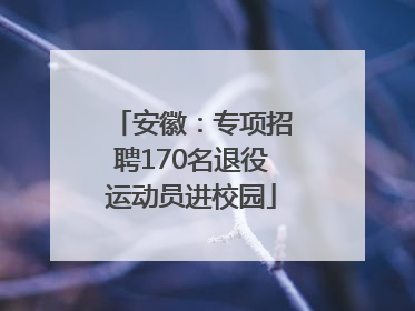 安徽：专项招聘170名退役运动员进校园