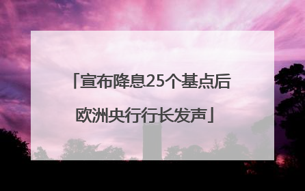 宣布降息25个基点后 欧洲央行行长发声