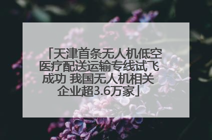 天津首条无人机低空医疗配送运输专线试飞成功 我国无人机相关企业超3.6万家