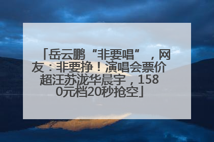 岳云鹏“非要唱”，网友：非要挣！演唱会票价超汪苏泷华晨宇，1580元档20秒抢空