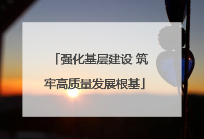 强化基层建设 筑牢高质量发展根基