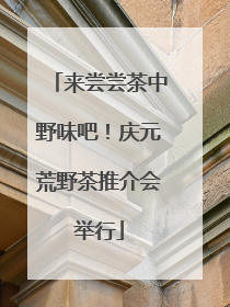 来尝尝茶中野味吧！庆元荒野茶推介会举行
