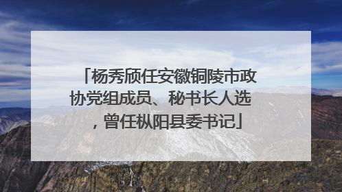 杨秀颀任安徽铜陵市政协党组成员、秘书长人选，曾任枞阳县委书记