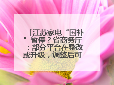 江苏家电“国补”暂停？省商务厅：部分平台在整改或升级，调整后可正常使用