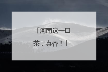 河南这一口茶，真香！