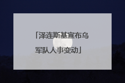泽连斯基宣布乌军队人事变动