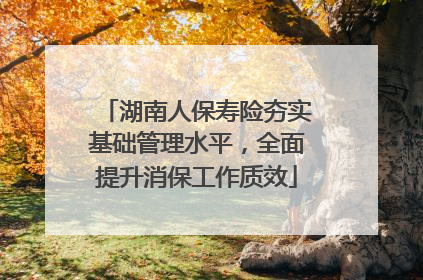 湖南人保寿险夯实基础管理水平，全面提升消保工作质效