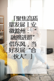 聚焦高质量发展丨安徽滁州：“融圈进群”借东风，当好发展“合伙人”