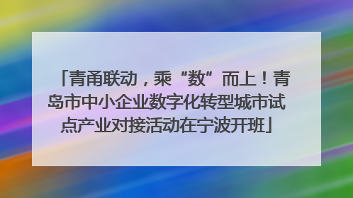 青甬联动，乘“数”而上！青岛市中小企业数字化转型城市试点产业对接活动在宁波开班