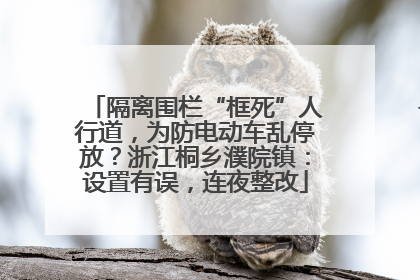 隔离围栏“框死”人行道，为防电动车乱停放？浙江桐乡濮院镇：设置有误，连夜整改