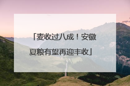 麦收过八成！安徽夏粮有望再迎丰收