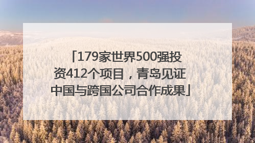 179家世界500强投资412个项目，青岛见证中国与跨国公司合作成果